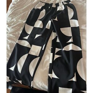 Black and white long pants